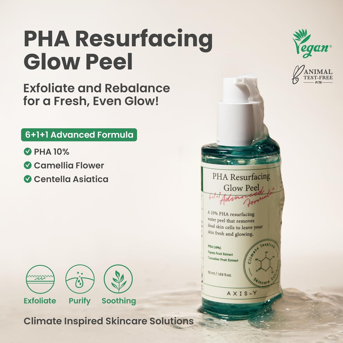 AXIS-Y PHA Resurfacing Glow Peel - 10% PHA Fruit Extract Mild Peeling Gel Exfoliator for Glass Skin Avelisse