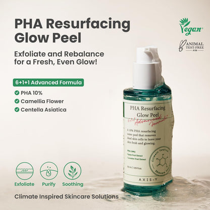 AXIS-Y PHA Resurfacing Glow Peel - 10% PHA Fruit Extract Mild Peeling Gel Exfoliator for Glass Skin Avelisse