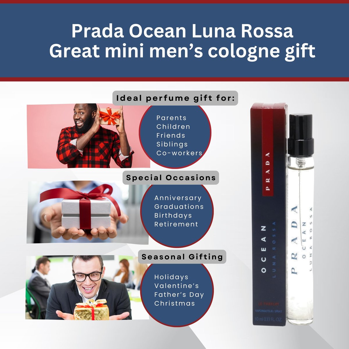 Prada Luna Rossa Ocean Eau de Toilette for Men - 0.33 Fl Oz Avelisse