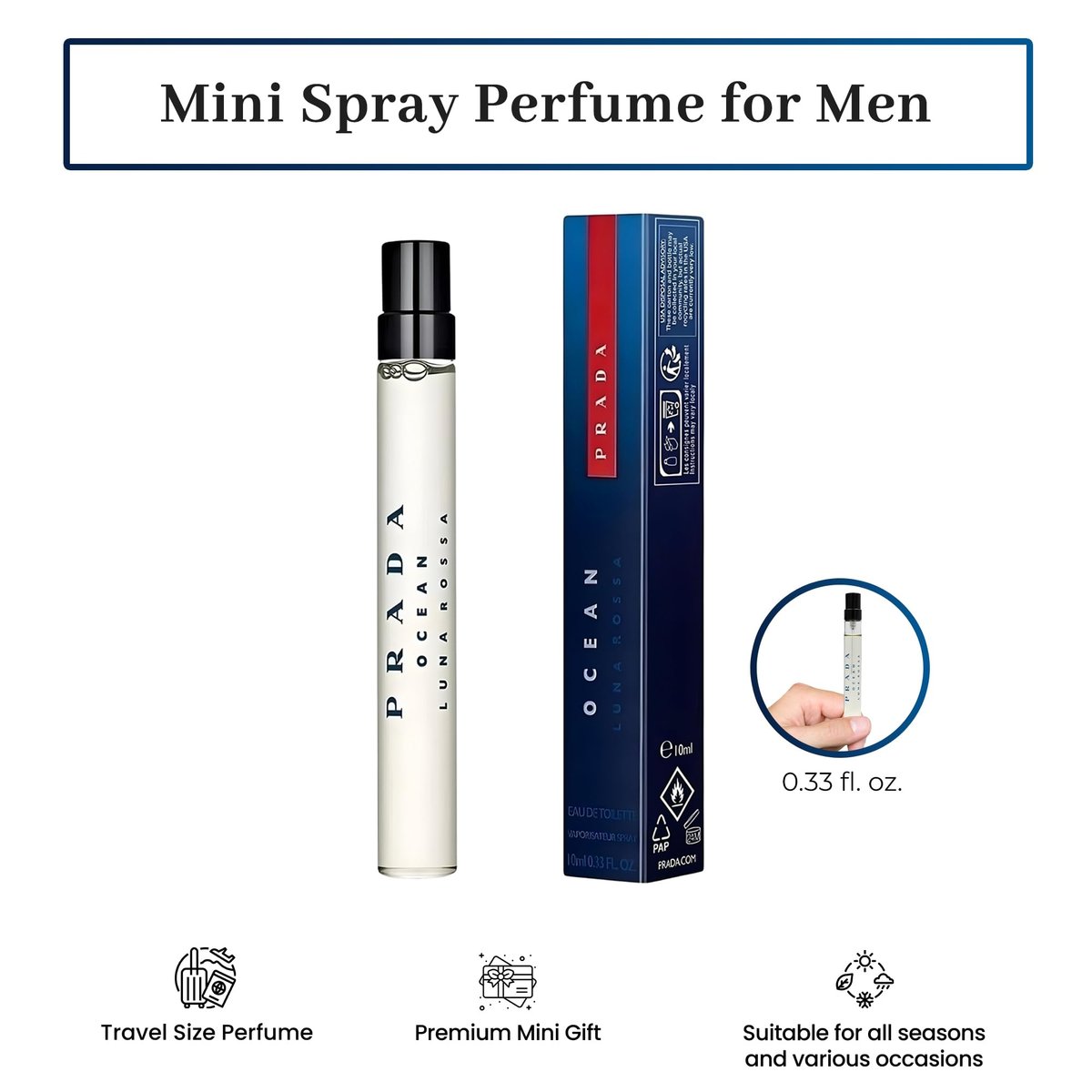 Prada Luna Rossa Ocean Eau de Toilette for Men - 0.33 Fl Oz Avelisse