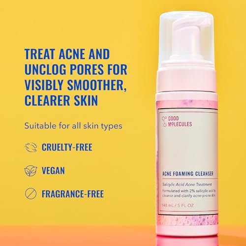 Good Molecules Acne Foaming Cleanser - 2% Salicylic Acid Face Wash for Acne-Prone Skin, Gentle Foaming Cleanser with Alcohol-Free Witch Hazel & Aloe, 5 Fl Oz - görsel 4