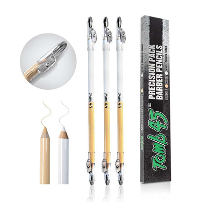 Tomb45 Precision Barber Pencil - 3 Pack Hairline & Beard Trace Guide with Sharpener Avelisse