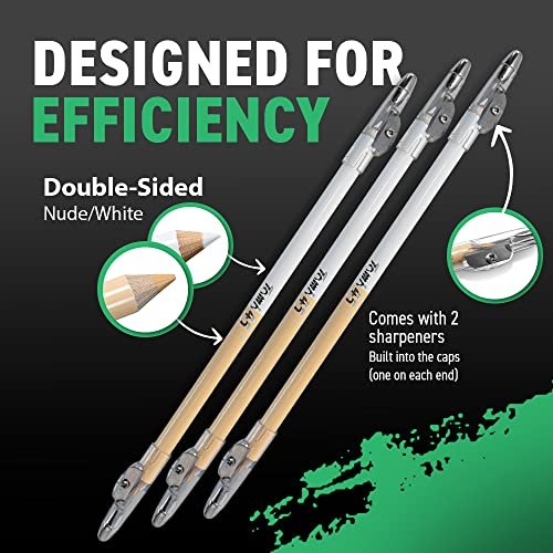 Tomb45 Precision Barber Pencil - 3 Pack Hairline & Beard Trace Guide with Sharpener Avelisse