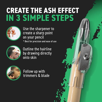 Tomb45 Precision Barber Pencil - 3 Pack Hairline & Beard Trace Guide with Sharpener Avelisse