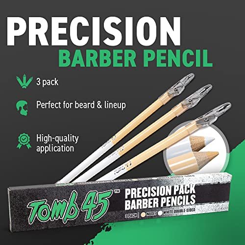 Tomb45 Precision Barber Pencil - 3 Pack Hairline & Beard Trace Guide with Sharpener Avelisse