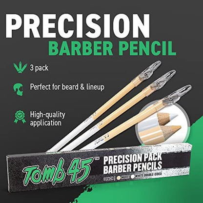 Tomb45 Precision Barber Pencil - 3 Pack Hairline & Beard Trace Guide with Sharpener Avelisse