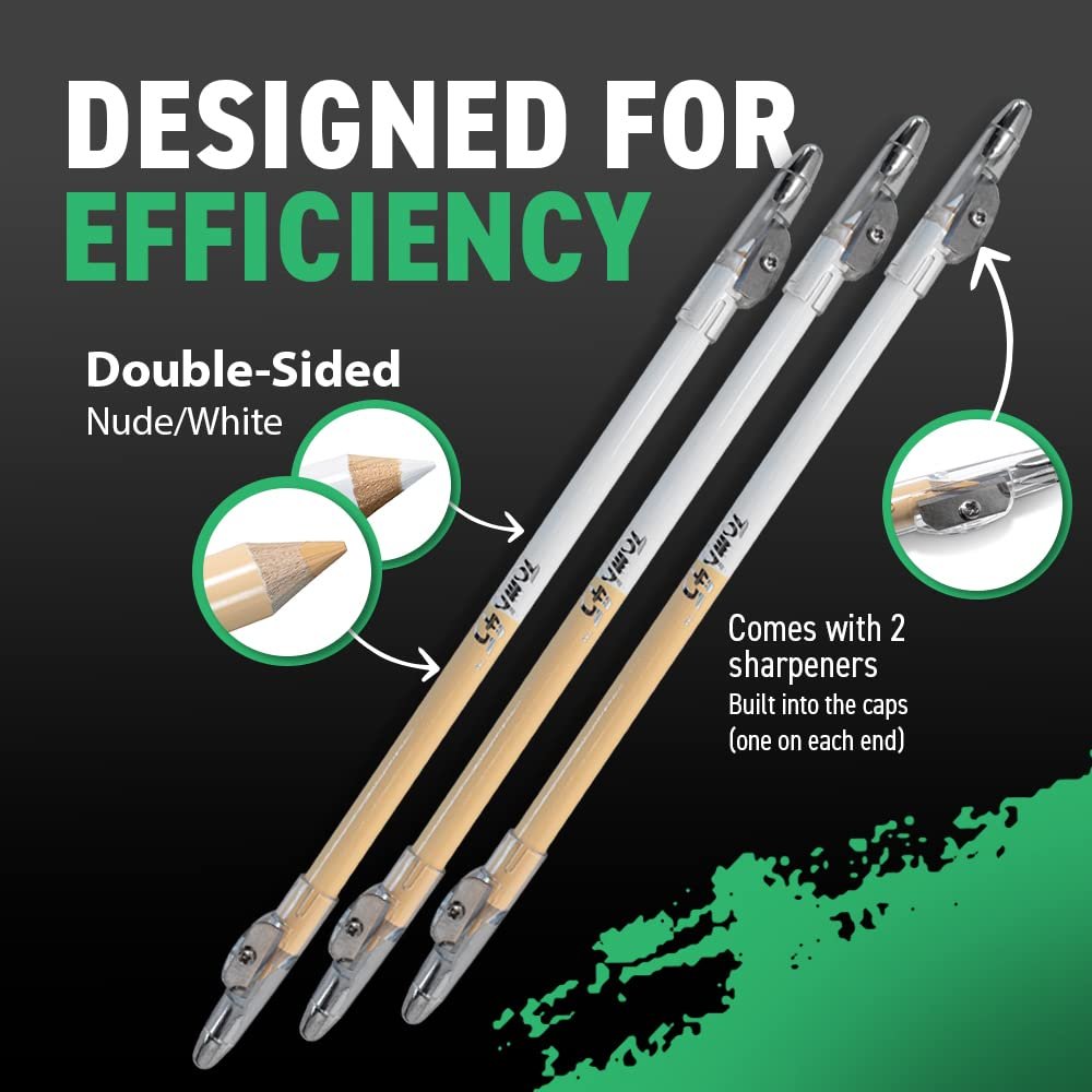 Tomb45 Precision Barber Pencil - 3 Pack Hairline & Beard Trace Guide with Sharpener Avelisse