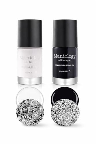 Maniology Black & White Duo Stamping Polish Set – Essential Nail Art Lacquers for Crisp, Full-Coverage DIY Manicures (13ml Each) Avelisse