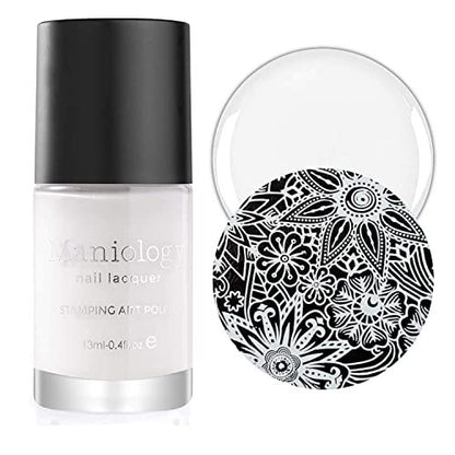 Maniology Black & White Duo Stamping Polish Set – Essential Nail Art Lacquers for Crisp, Full-Coverage DIY Manicures (13ml Each) Avelisse