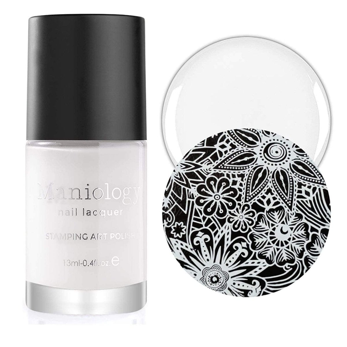Maniology Black & White Duo Stamping Polish Set – Essential Nail Art Lacquers for Crisp, Full-Coverage DIY Manicures (13ml Each) Avelisse