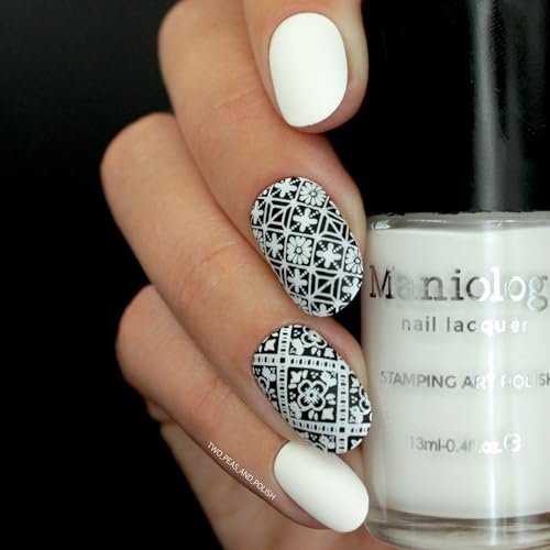 Maniology Black & White Duo Stamping Polish Set – Essential Nail Art Lacquers for Crisp, Full-Coverage DIY Manicures (13ml Each) Avelisse