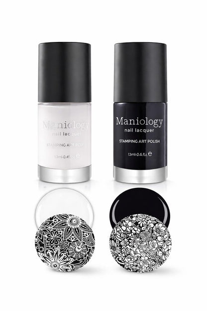 Maniology Black & White Duo Stamping Polish Set – Essential Nail Art Lacquers for Crisp, Full-Coverage DIY Manicures (13ml Each) Avelisse