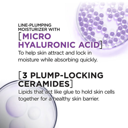 L'Oreal Paris Revitalift Hyaluronic Acid Water Cream with Ceramides - Fragrance Free Moisturizer (1.7 oz) + Serum Sample Avelisse