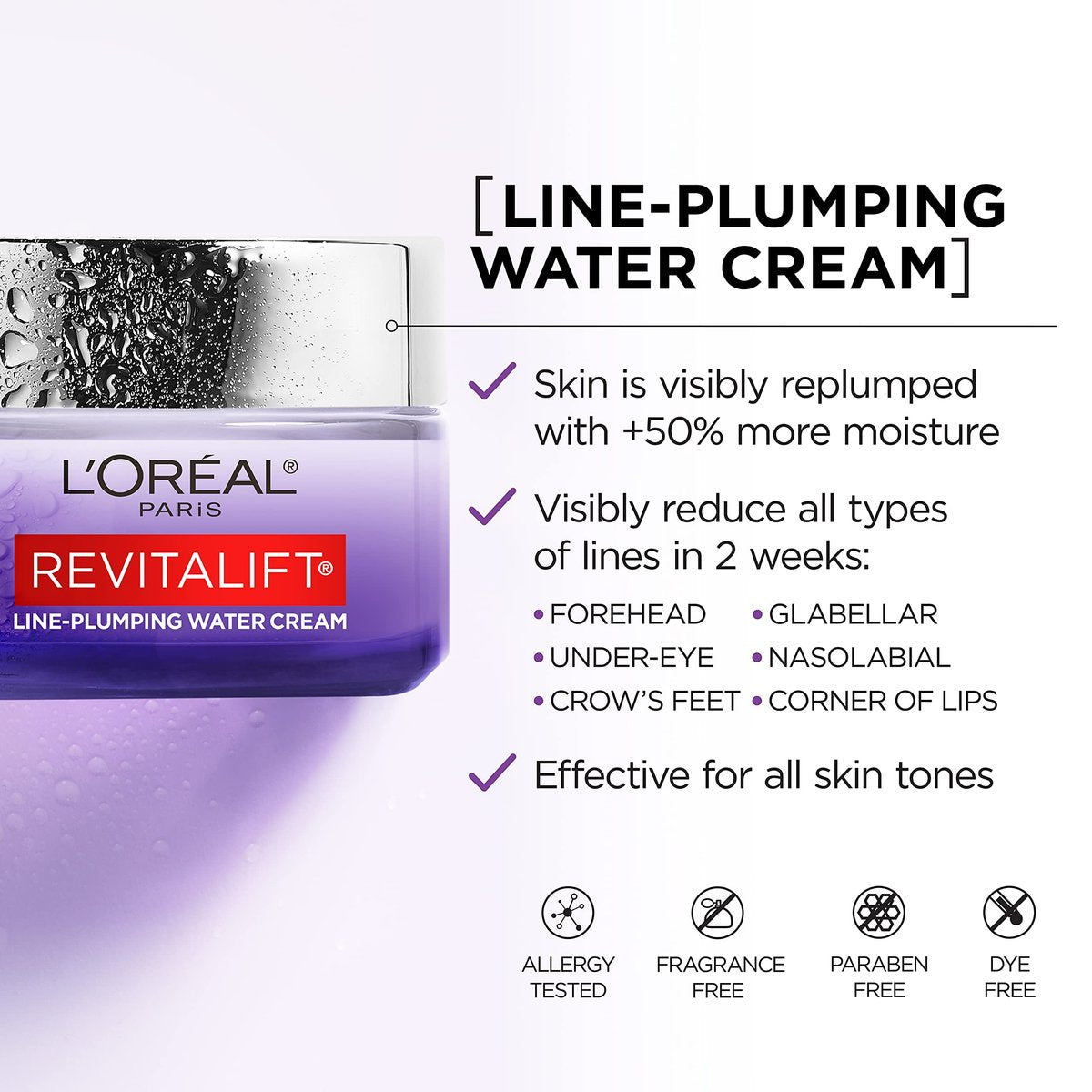 L'Oreal Paris Revitalift Hyaluronic Acid Water Cream with Ceramides - Fragrance Free Moisturizer (1.7 oz) + Serum Sample Avelisse
