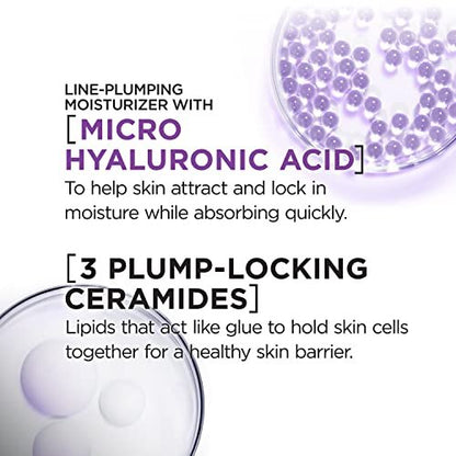 L'Oreal Paris Revitalift Hyaluronic Acid Water Cream with Ceramides - Fragrance Free Moisturizer (1.7 oz) + Serum Sample Avelisse
