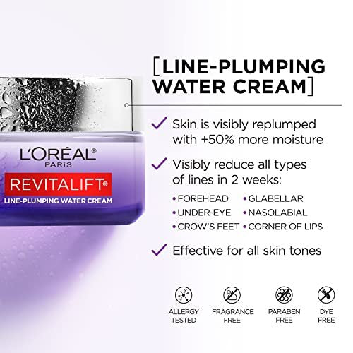 L'Oreal Paris Revitalift Hyaluronic Acid Water Cream with Ceramides - Fragrance Free Moisturizer (1.7 oz) + Serum Sample Avelisse