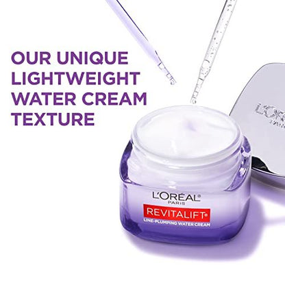 L'Oreal Paris Revitalift Hyaluronic Acid Water Cream with Ceramides - Fragrance Free Moisturizer (1.7 oz) + Serum Sample Avelisse