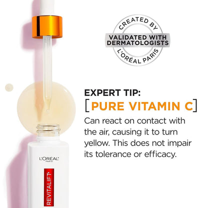 L'Oreal Paris Revitalift 12% Pure Vitamin C Serum with Vitamin E & Salicylic Acid - Brightening Face Serum, 1 oz + Moisturizer Sample Avelisse