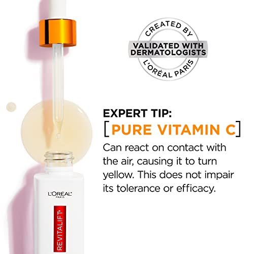 L'Oreal Paris Revitalift 12% Pure Vitamin C Serum with Vitamin E & Salicylic Acid - Brightening Face Serum, 1 oz + Moisturizer Sample Avelisse