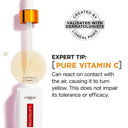 L'Oreal Paris Revitalift 12% Pure Vitamin C Serum with Vitamin E & Salicylic Acid - Brightening Face Serum, 1 oz + Moisturizer Sample Avelisse