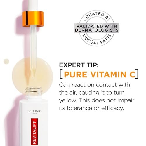 L'Oreal Paris Revitalift 12% Pure Vitamin C Serum with Vitamin E & Salicylic Acid - Brightening Face Serum, 1 oz + Moisturizer Sample Avelisse