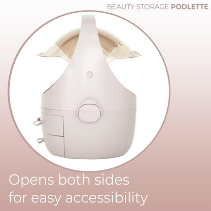 StylPro Stylpro Beauty Storage Podlette - Portable Makeup Organizer with 4 Sections, 3 Drawers, Transparent Display & Handle - Rose