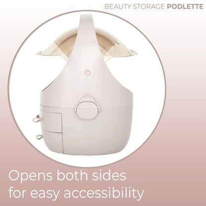StylPro Stylpro Beauty Storage Podlette - Portable Makeup Organizer with 4 Sections, 3 Drawers, Transparent Display & Handle - Rose