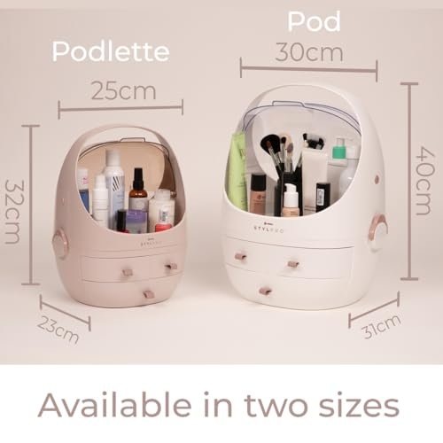StylPro Stylpro Beauty Storage Podlette - Portable Makeup Organizer with 4 Sections, 3 Drawers, Transparent Display & Handle - Rose - görsel 12