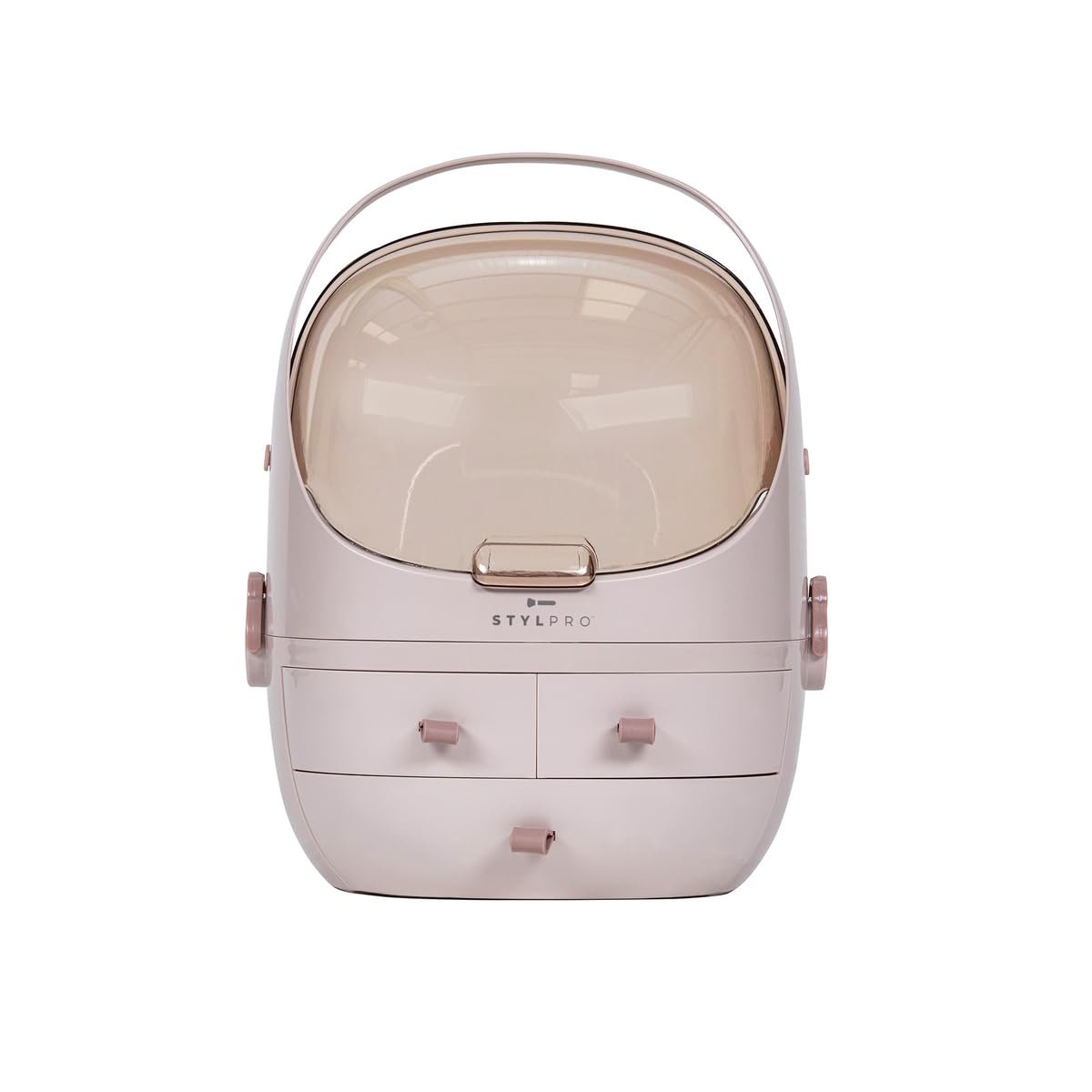 StylPro Stylpro Beauty Storage Podlette - Portable Makeup Organizer with 4 Sections, 3 Drawers, Transparent Display & Handle - Rose - görsel 3