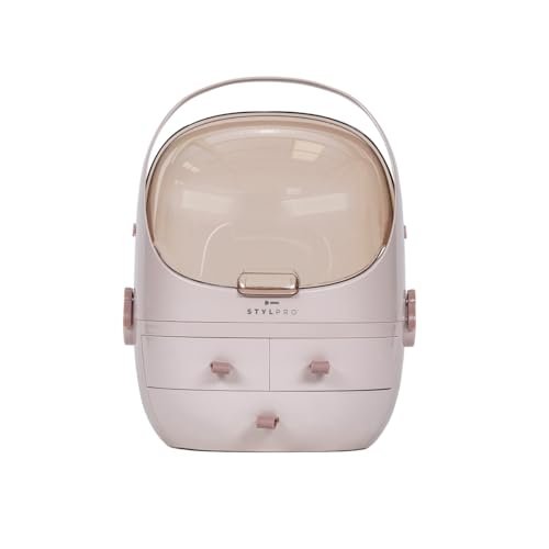 StylPro Stylpro Beauty Storage Podlette - Portable Makeup Organizer with 4 Sections, 3 Drawers, Transparent Display & Handle - Rose - görsel 4