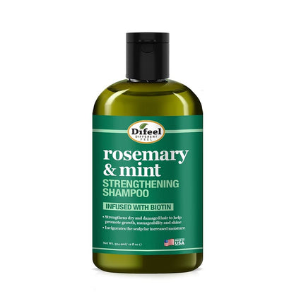 Difeel Rosemary Mint Strengthening Shampoo with Biotin - 12 oz | Natural Rosemary Oil for Hair Growth