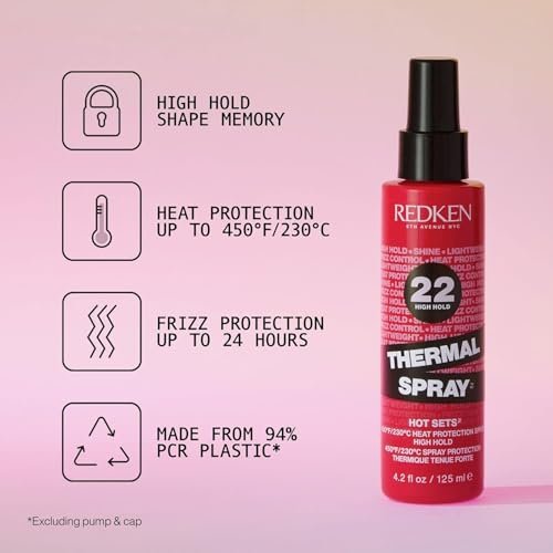 Redken Thermal Spray 22 High Hold Heat Protectant & Setting Mist for Curling and Flat Irons, Lasting Frizz Control, 4.2 oz Avelisse