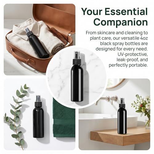 TOPZEA 30-Pack Black Empty Spray Bottles 4oz - Fine Mist Refillable Plastic Misters for Perfume, Cleaning, Essential Oils Avelisse