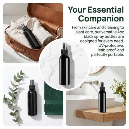 TOPZEA 30-Pack Black Empty Spray Bottles 4oz - Fine Mist Refillable Plastic Misters for Perfume, Cleaning, Essential Oils Avelisse