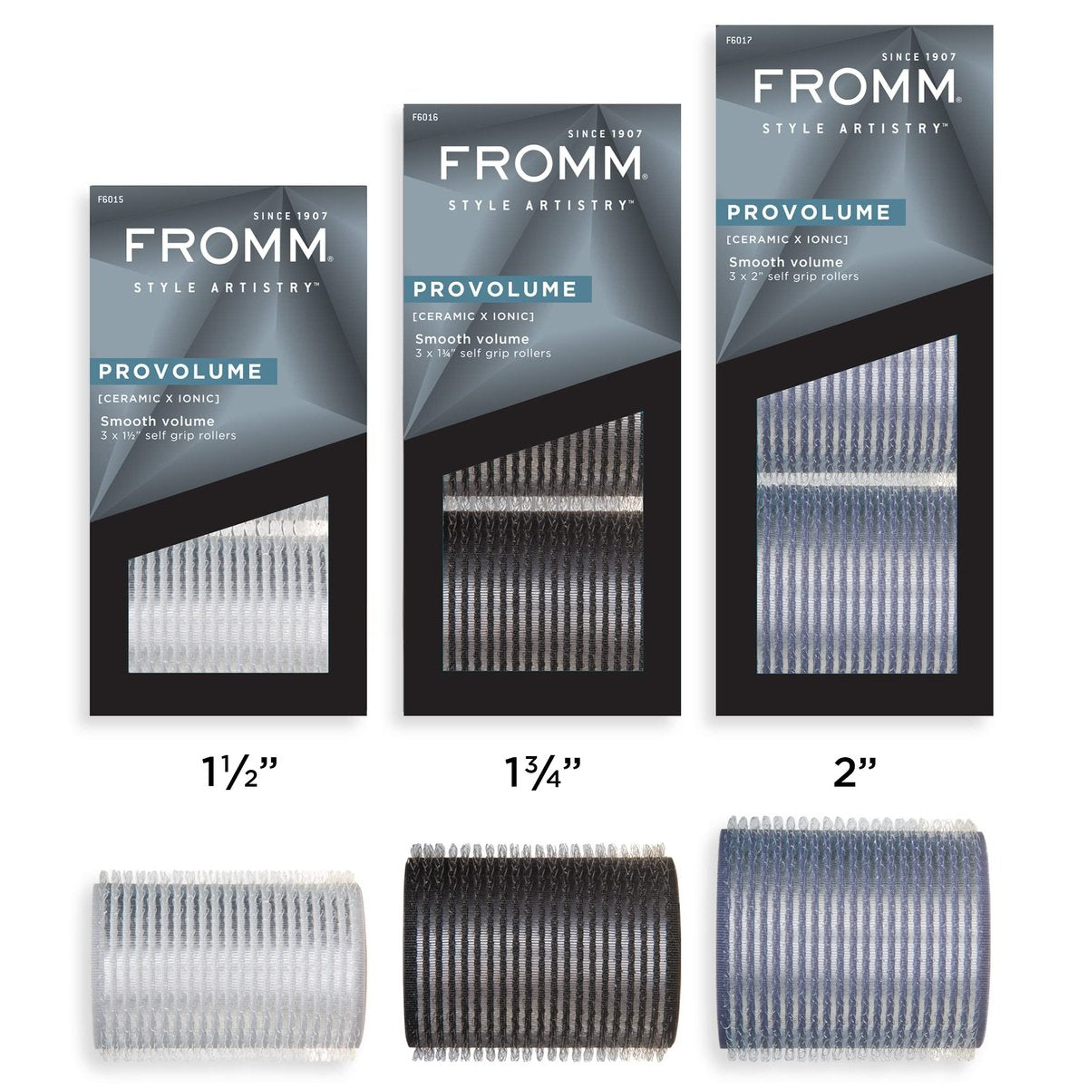 Fromm F6001 ProVolume Ceramic Ionic Hair Rollers Bundle - 1.5", 1.75", 2" Assorted Sizes Avelisse