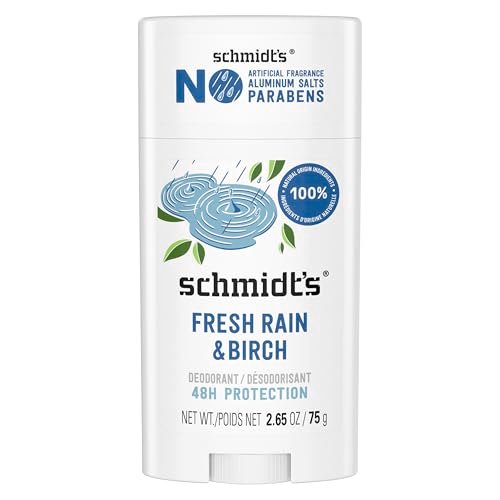 Schmidt's Aluminum-Free Vegan Deodorant Fresh Rain & Birch – 24 Hour Odor Protection, Natural Ingredients, Cruelty-Free, 2.65 oz - görsel 2