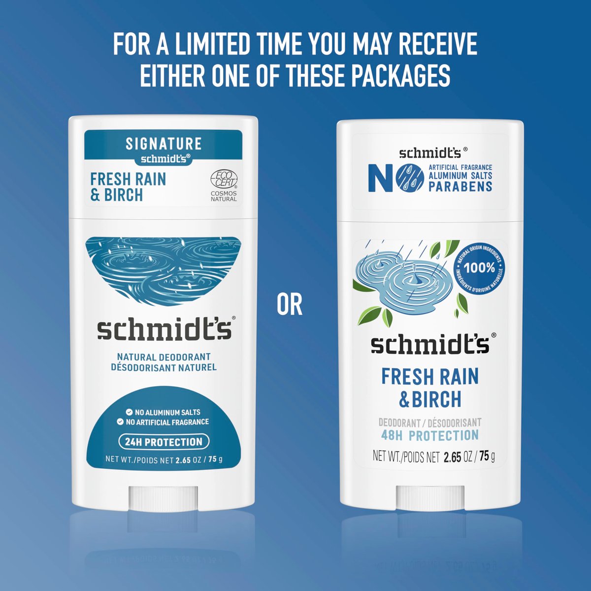 Schmidt's Aluminum-Free Vegan Deodorant Fresh Rain & Birch – 24 Hour Odor Protection, Natural Ingredients, Cruelty-Free, 2.65 oz - görsel 5