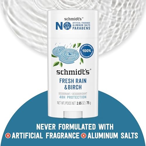 Schmidt's Aluminum-Free Vegan Deodorant Fresh Rain & Birch – 24 Hour Odor Protection, Natural Ingredients, Cruelty-Free, 2.65 oz - görsel 10
