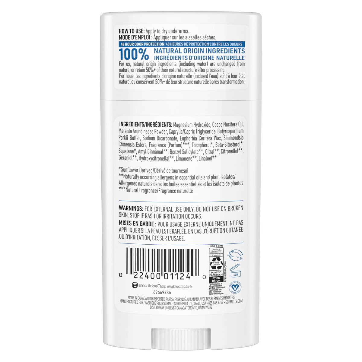 Schmidt's Aluminum-Free Vegan Deodorant Fresh Rain & Birch – 24 Hour Odor Protection, Natural Ingredients, Cruelty-Free, 2.65 oz - görsel 3