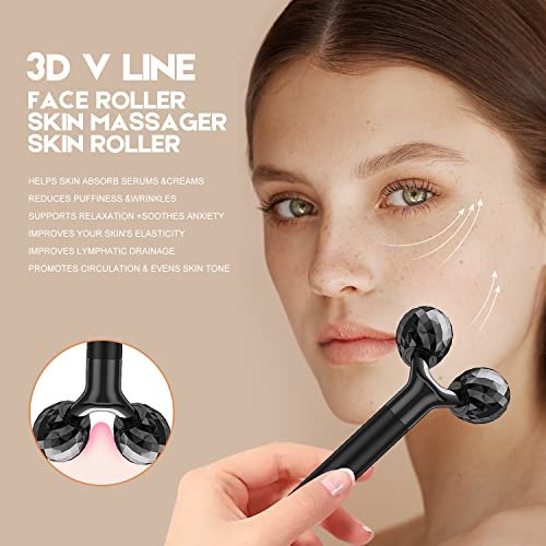 2-IN-1 Beauty Bar Electric Face Massager – 3D Roller & T-Shape Arm for Eye, Nose & Head – Facial Roller Massager Kit Skin Care Tools Avelisse