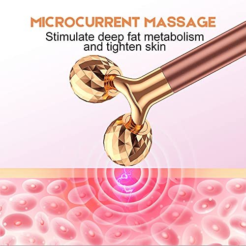 2-in-1 Beauty Bar 24K Golden Pulse Facial Massager – Electric 3D Roller & T-Shape for Eyes, Nose & Head – Rose Gold Avelisse