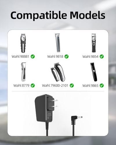 Replacement Charger Compatible with Wahl Trimmer Models 9888L, 9818L, 9854L, and More | 2-Pin Power Cord for Beard Clippers - görsel 4