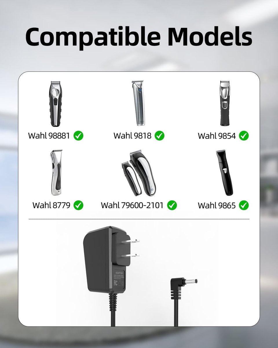 Replacement Charger Compatible with Wahl Trimmer Models 9888L, 9818L, 9854L, and More | 2-Pin Power Cord for Beard Clippers - görsel 3