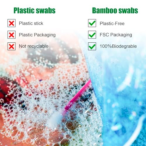 FOVURTE Bamboo Cotton Swabs 1000 Count – Natural Cotton Swab with Round Head Tips, Double Tipped Ear Sticks, Wooden Cotton Buds for Cleaning Travel Makeup - görsel 12
