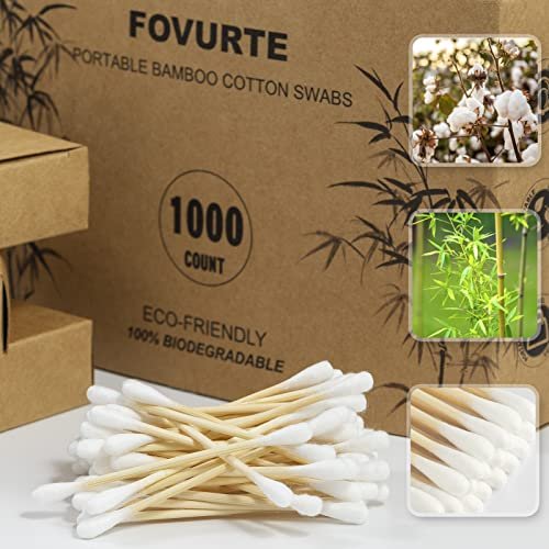 FOVURTE Bamboo Cotton Swabs 1000 Count – Natural Cotton Swab with Round Head Tips, Double Tipped Ear Sticks, Wooden Cotton Buds for Cleaning Travel Makeup - görsel 4