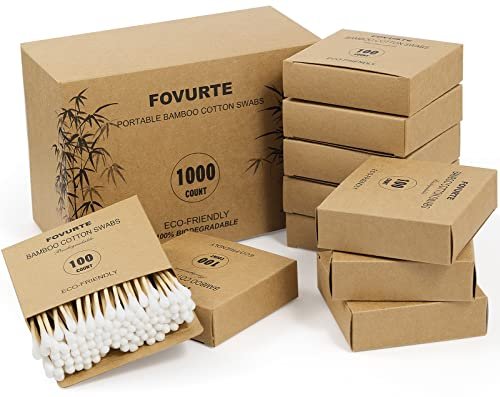 FOVURTE Bamboo Cotton Swabs 1000 Count – Natural Cotton Swab with Round Head Tips, Double Tipped Ear Sticks, Wooden Cotton Buds for Cleaning Travel Makeup - görsel 2