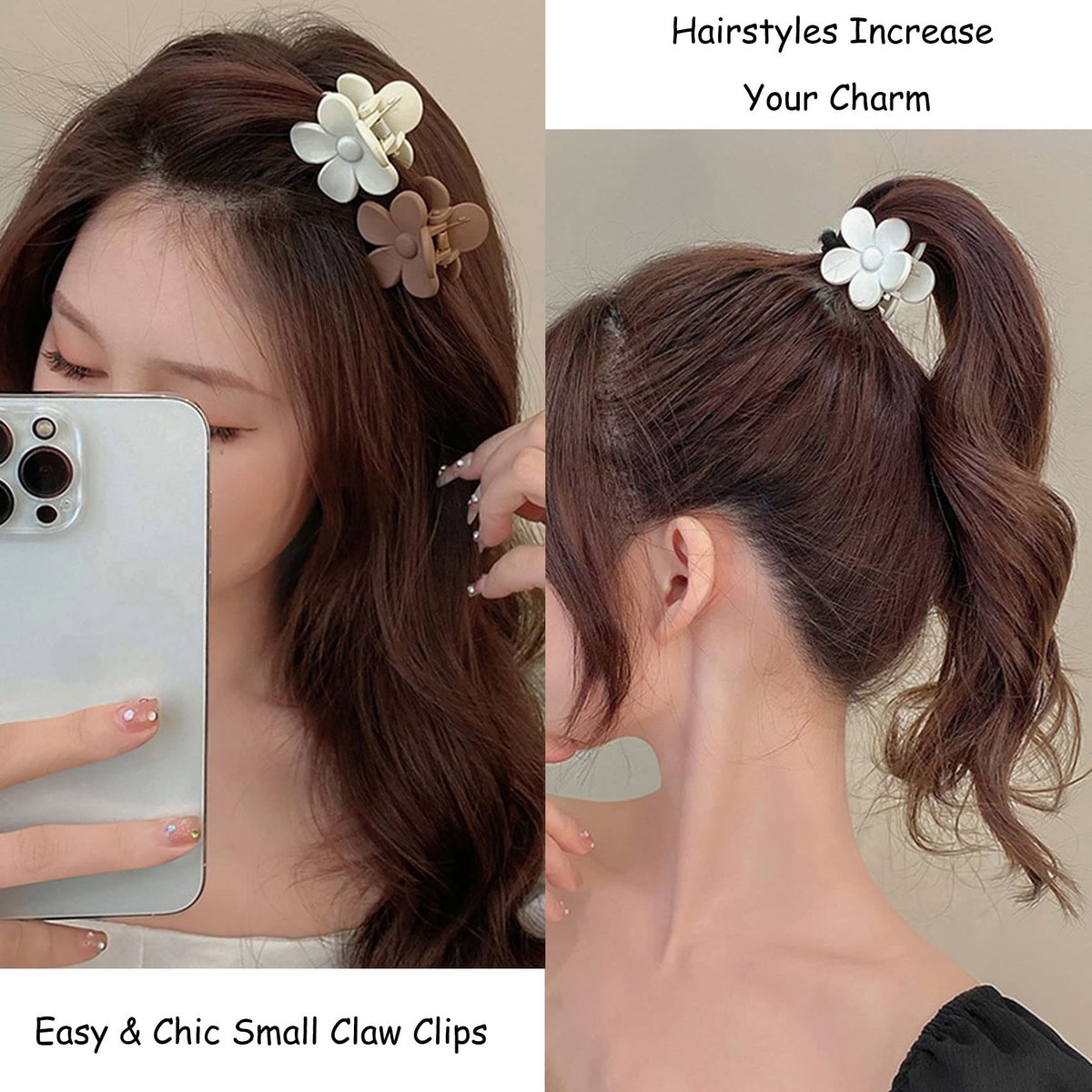 15 PCS Small Flower Hair Claw Clips 1.49 Inch Jaw Clips for Women Girls Nonslip Strong Hold Hair Accessories - görsel 11