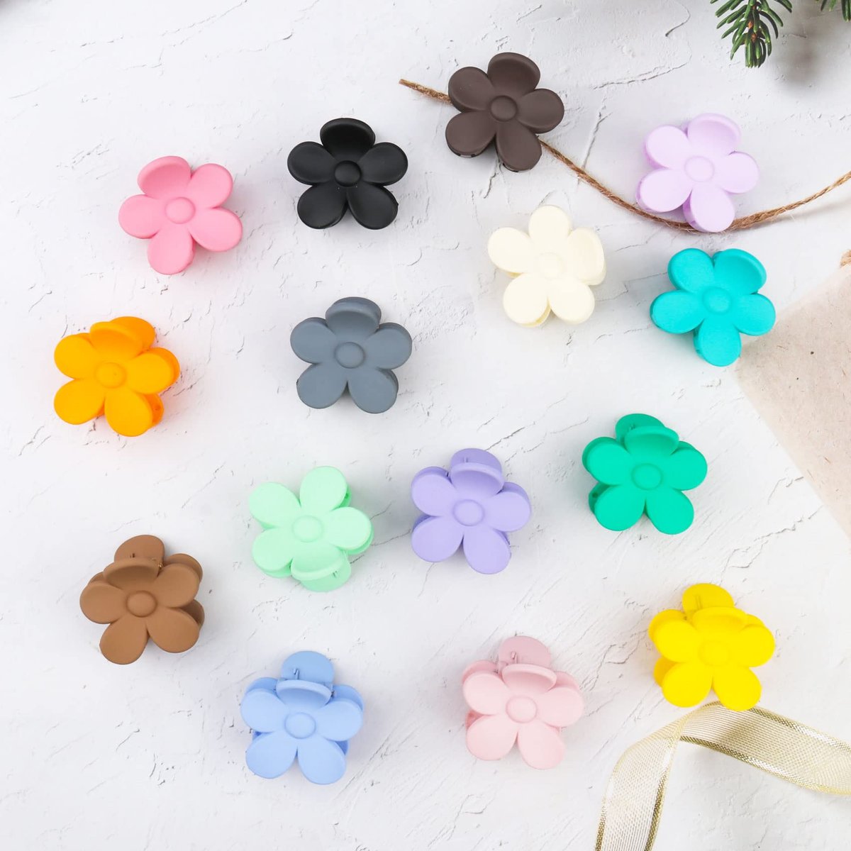 15 PCS Small Flower Hair Claw Clips 1.49 Inch Jaw Clips for Women Girls Nonslip Strong Hold Hair Accessories - görsel 9