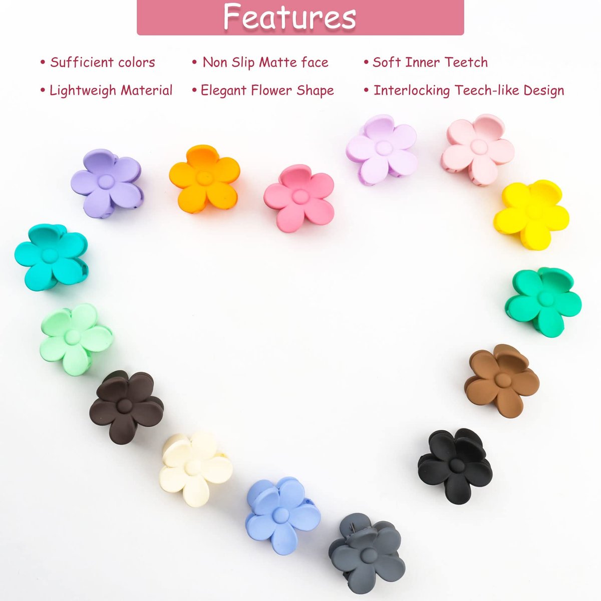 15 PCS Small Flower Hair Claw Clips 1.49 Inch Jaw Clips for Women Girls Nonslip Strong Hold Hair Accessories - görsel 13