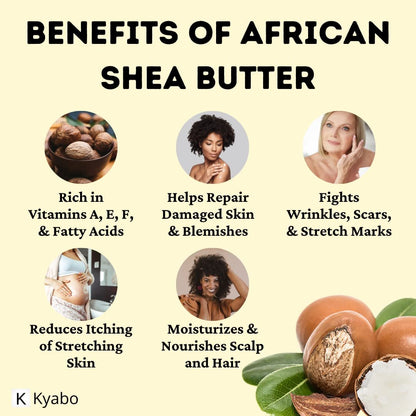 Kyabo Pure African White Ivory Shea Butter - 5Lbs | 100% Natural, Virgin, Raw, Unrefined, Grade A, Non-GMO | Premium Ghana Shea for Skin, Face, Body, Hair & Scalp Avelisse